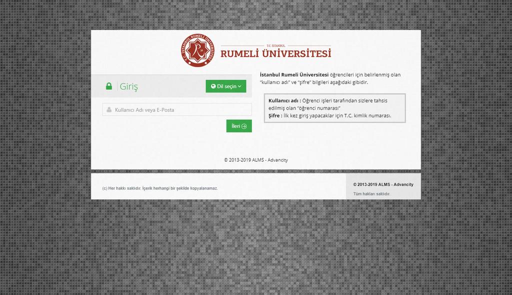 İstanbul Rumeli Üniversitesi Sağ üst kısımda yer alan PORTAL sekmesi ile dersleri izlemek için Uzem Eğitim Portalı erişimi sağlayabilirsiniz.