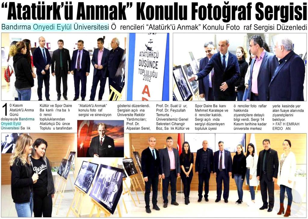 ATATÜRKÜ ANMAK KONULU FOTOGRAF SERGISI Yayın Adı : Balıkesir Memleket Periyod :