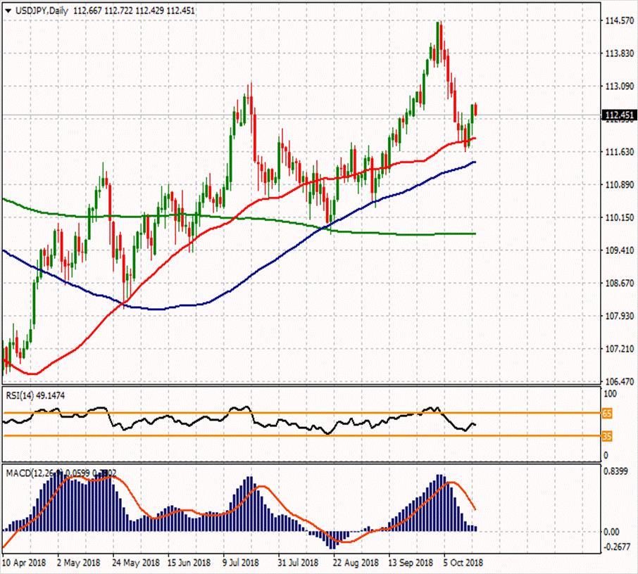 USD/JPY 18 Ekim 2018 Haftanın ikinci direnci Günün ikinci direnci 113.11 113.437 Haftanın ilk direnci 113.043 Haftanın Pivot Noktası Günün ilk direnci 112.337 112.88 112.45 Günün Pivot Noktası 112.