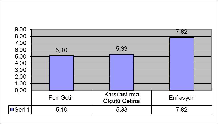 Fonun Performansına İlişkin Bilgiler : Topla m Getiri (%) Karşılaştırma Ölçütünün Getirisi /Eşik Değer (%) Enflasyon Oranı (%) Portföyün Zaman İçinde Standart Sapması % Karşılaştırma Ölçütünün