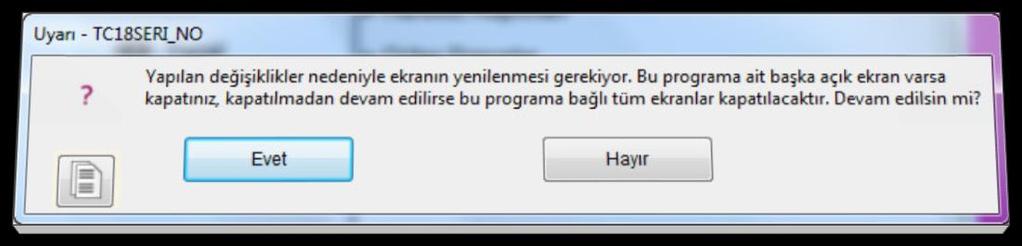 açar. Dayanıklı mal garanti takibi seçimi ile Ticari/Stok/Seri No menü adımı altında, Seri Ek Hareket ĠĢlem