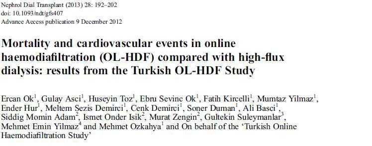 ESHOL (On-Line Hemodiafiltration Survival Study). Maduell F et al.