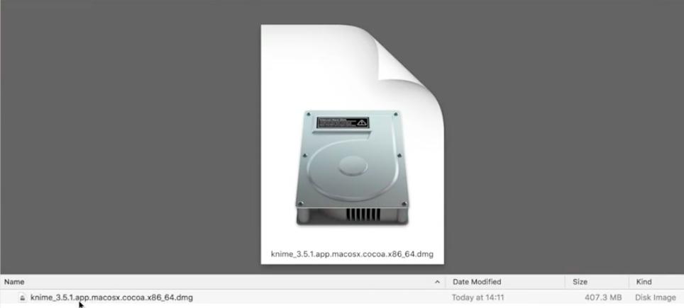 1.3 Knime Kurulumu ve İlk Ekranlar (OSX) için Bu bölümde Knime ın indirildikten sonra bilgisayara kurulumu gösterilecektir.