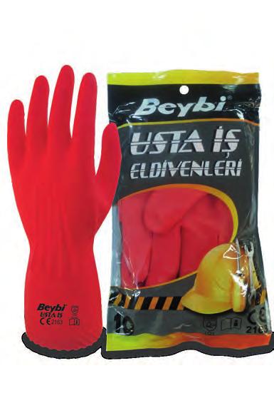 USTA-İŞ Güçlü Endüstriyel Lateks Eldiven Strong Industrial Latex Glove Özellikler Elleri koruyucu ekstra kalitesi ile inşaatlarda, sıva, tuğla, duvar, fayans, mozaik gibi sanayi işleri için uygundur.