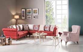 The gentle P shaped arms and buttoned tufting alongside the arms and base set the tone for style in charming living spaces around