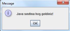 ÖRNEK 2: SWING kütüphanesinde yer alan JOptionPane.showMessageDialog(.