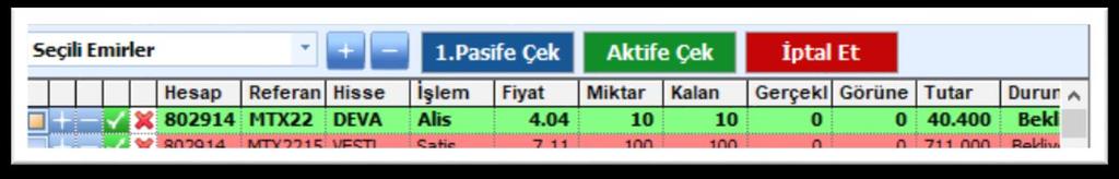 Tabii bu pencerede esas hareket sadece fiyatta olacağı için, o sütunda renksel vurgu oluşacaktır. Tutar ve Kar/Zarar alanlarının hesaplamaları da anlık olarak yapılmaktadır. 3.2.