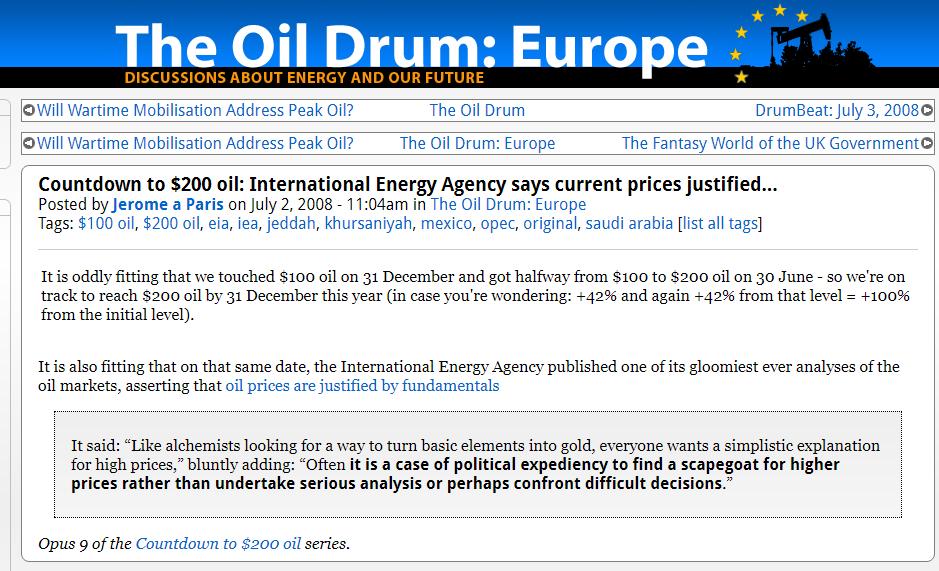 Öngörü(lememe) : 2008 petrol zirvesi I have been told by a reliable source that the IEA has been forbidden by the US administration from updating their absurdly cornucopian oil supply and demand