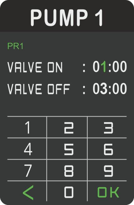 After pressing pump 1 you will see⁵ PUMP 1 / PUMP 2 SETTINGS : * On/Off butonu ile seçtiğiniz programın aktif veya pasif hale gelmesini sağlayabilirsiniz.