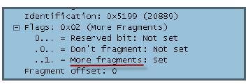 Parçalanmış her paket datagramin hangi kısmını taşıdığını (Offset değeri) ve sırasını bilmelidir kendisinden sonra paket varsa bu alan flags[+] kendisi son paket ise değer flags[none] olur.