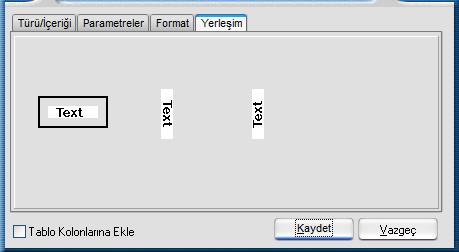 Parametre Bilgileri Eklenen ya da değiştirilen parametrik bazı özellikleri Alan penceresinde Parametreler seçeneği ile kaydedilir.