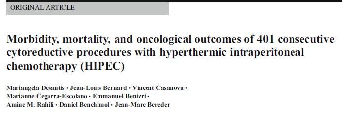 HIPEC-MORTALITE-MORBIDITE HIPEC in over kanserinde kullanımı 3, 4 ve 5.