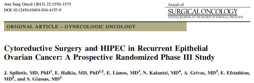 Bu çalışma HIPEC'in nüks epitelyal over kanserindeki rolünü tanımlayan ilk randomize çalışmadır.