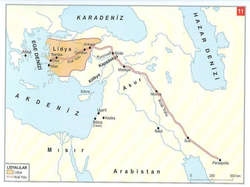 4) Lidyalılar Efes'ten başlayıp, Sus a kadar uzanan Kral Yolunu yaptılar.