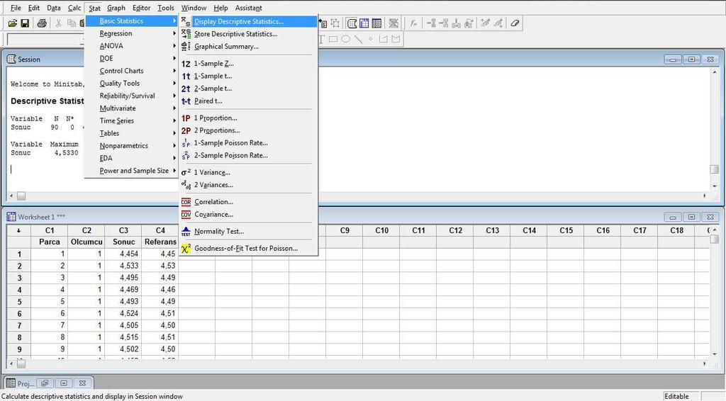 4.3.1 Minitab MSA (Gage R&R) uygulaması Minitab programında MSA uygulaması için Gage R&R metodu adımları Şekil 4.11-4.