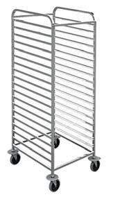 AISI 304 s/s mil ile emniyetli stoperlidir 2/1 GN 18 Dimensions: 66x85x168 cm 25x25 mm AISI 304 s/s tubular construction Shock-proof plastic  U rails with stop bars at front side AISI 304 s/s rod