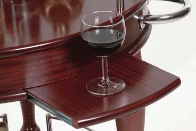 for pushing Extractable serving table Wooden stand for glasses with wooden leg on upper shelf 500 mm Weight : 34 kg GOLD