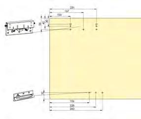 Maximum carrying capacity is 100 kg, works smooth on the rails due to the poliamid platet ballbearing wheels. Suitable for doors 16-22 mm thickness.