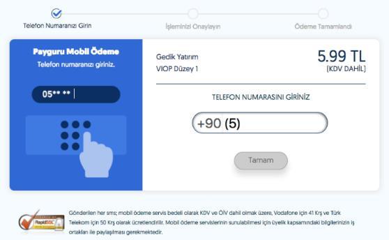 11 Seçtiğiniz paketlerin toplam tutarını görüntüleyebileceğiniz ekranda, cep telefonunuzu girerek ödeme işlemine devam edebilirsiniz.