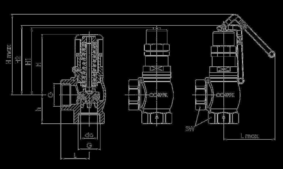 Basınç Düşürücü-Dişli Pressure Relief Valve-Screwed PN 16 YDBA82D 01 Gövde / Body 02 İç parçalar İnternal