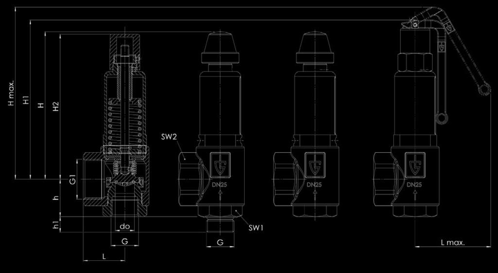 hava, su Steam, gas, compressed air, water Çalışma Şartları / Ends: -60 /+225 C DN 1/2-2 0,5-50