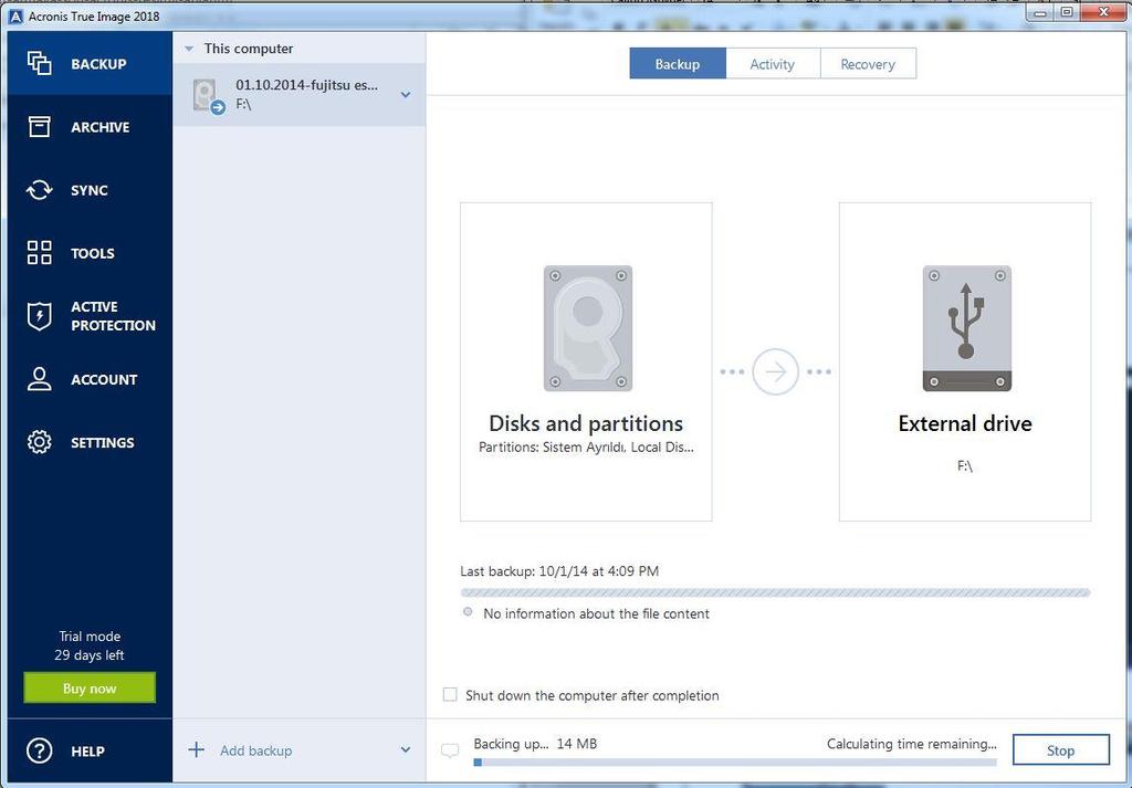 com/acronis-trueimage-2017-kullanimi/ Yedek alma işlemi başlatılır (Backup Now).