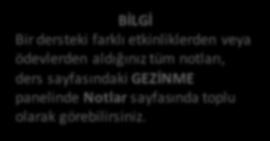 Ödev Gönderme Ödev notu verildiğinde ve geri bildirim gönderildiğinde aynı ekrandan görebilirsiniz.