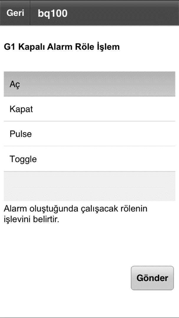 Biz röleye işlemi yaptıracağımız için bu seçeneği seçip Gönder butonuna basıyoruz. Gönder butonuna bastıktan sonra Önizleme ekranı karşımıza gelecektir.