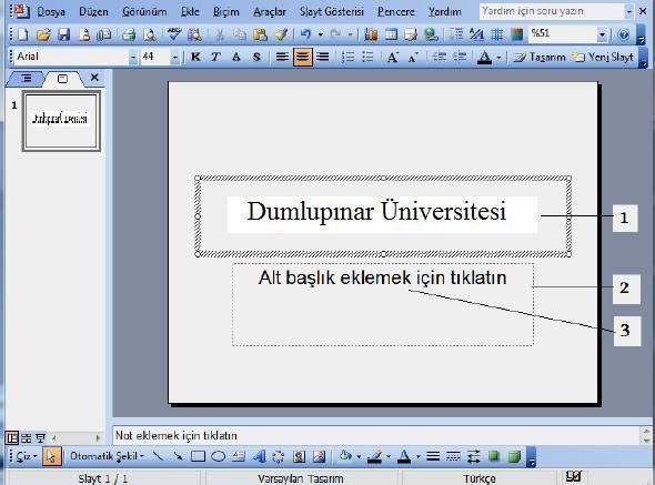 PowerPoint Görünümleri PowerPoint sununuzu yaratmak, düzen vermek ve görüntülemek için üç görünüm içerir. *Normal Görünüm : Sunudaki tüm slaytların yapısını düzenler.