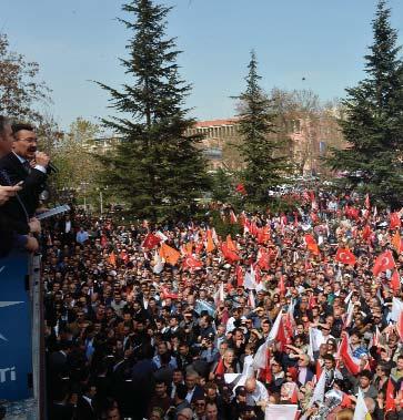 8 Haber Gökçek: Seçimlerde verdiğimiz sözleri birer birer ilçeden 20'sini Ak Parti, 2'sini CHP, 2'sini MHP, birini de DP aldı. Belediye Meclisimiz ise; belediye başkanları dahil 140 üyeden oluşuyor.
