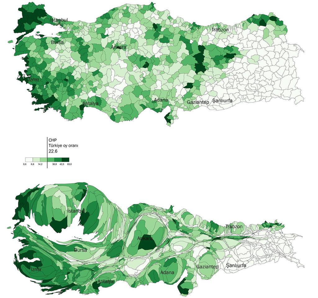 CHP liler CHP oylarının çok büyük bir kısmını batı bölgelerinden alıyor.