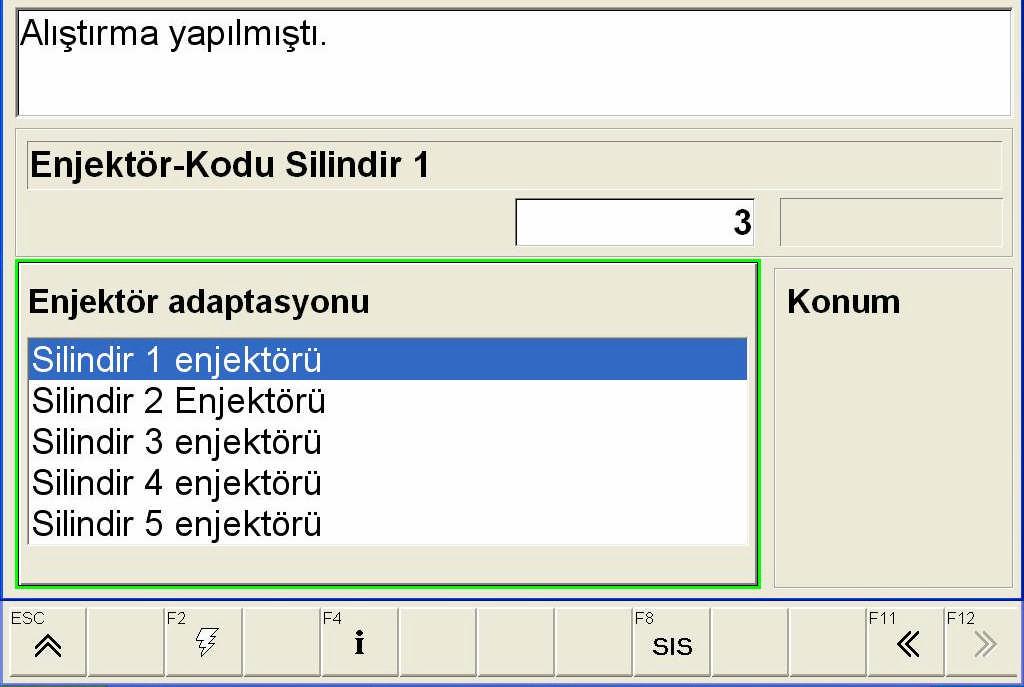 Resim 2.32: Diyagnostik cihazı ile enjektör kodunun girilmesi Enjektör kodu girildikten sonra her silindir için Resim 2.30 ve 2.31 deki işlemler yapılır.