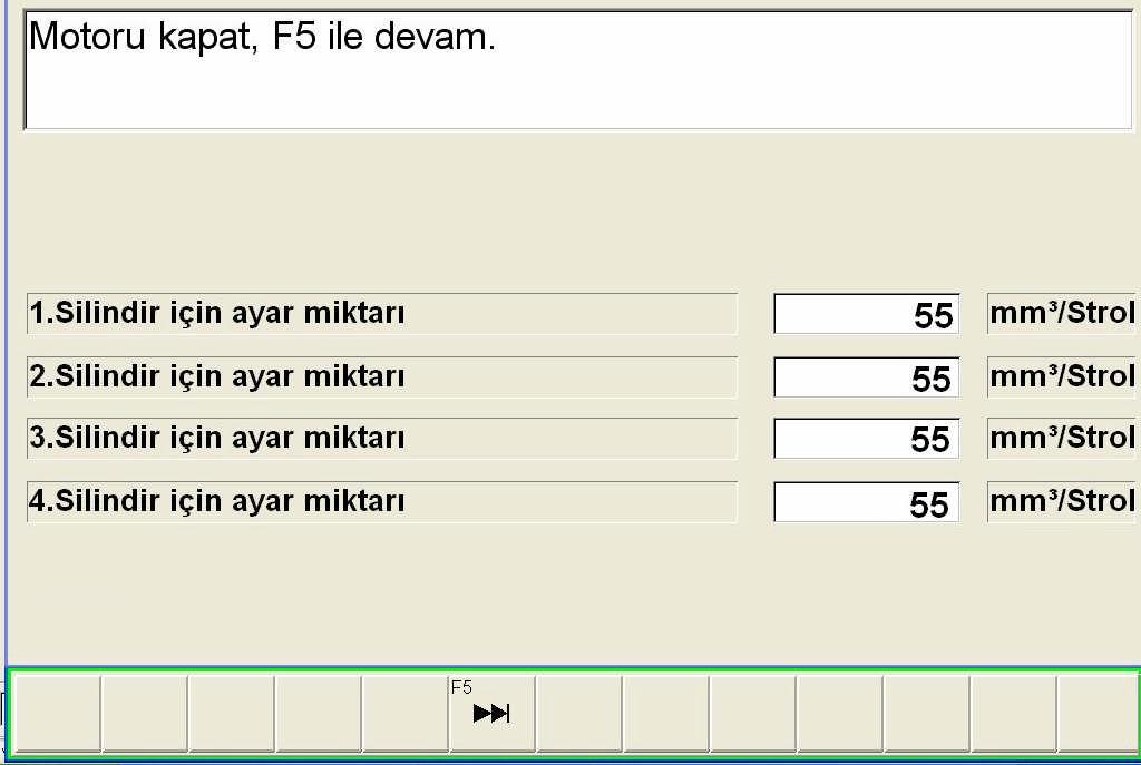 Resim 2.34: Diyagnostik cihazı ile enjektör kodlarının incelenmesi Enjektör ölçüm sonuçlarının hepsinin aynı olması gerekir.