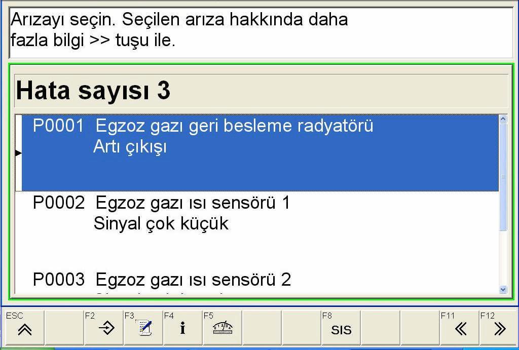 EGR Sisteminin Diyagnostik Cihazı İle Kontrol Edilmesi Diyagnostik cihazına araç bilgileri girilerek motorun elektronik kumanda modülüne girilir ve kontak anahtarı açılarak arızanın neden