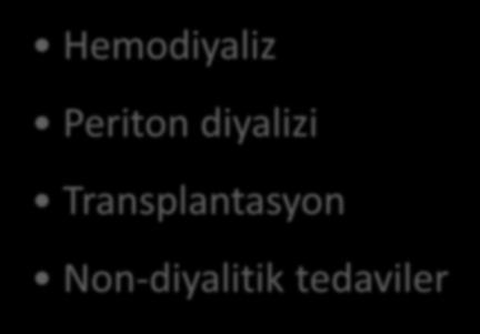 Yaşlı Hasta Renal Replasman Tedavisi Hemodiyaliz Periton diyalizi Transplantasyon Non-diyalitik