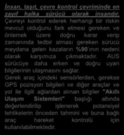 İnsan, taşıt, çevre kontrol çevriminde en zayıf halka sürücü olarak insandır.