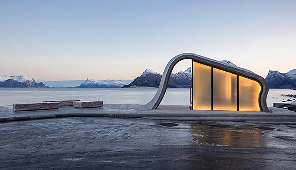 NEWS HABERLER İskandinav firması HZA dinlenme tesislerine yeni bir soluk getiriyor Soluk aydınlatmaları ve tuhaf tuvaletleriyle, dinlenme tesisleri pek de bulunmak HZA : Ureddplassen hafif