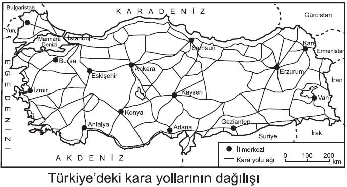 TÜRKİYE DE ULAŞIM Karayolu Ulaşımı: o Yer şekillerinin engebeli olması ve yolların doğu batı istikametinde uzanması ulaşım maliyetini arttırmıştır. o Türkiye de en çok gelişen ulaşım tarzıdır.