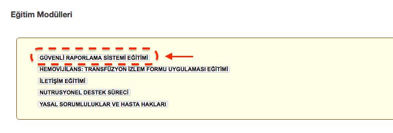 EĞİTİM MODÜLLERİ menüsünü seçiniz.
