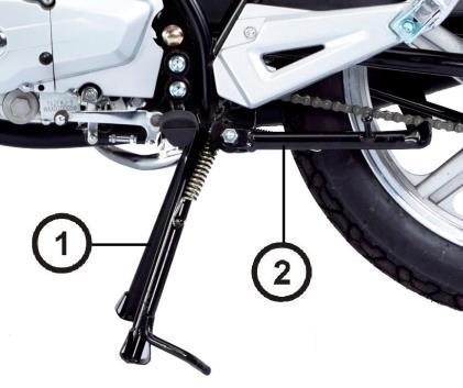 ALT ve YAN SEHPA YAN SEHPA (2) Ayağı açın ve motosikleti yan sehpa üzerine yaslayın. Yan sehpa aracın kısa süreli parkı için kullanılmalıdır.