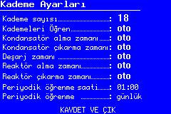 doğru şekilde yerine getirecektir. Eğer kademe güçleri yeterli değilse röle, kullanıcıya tavsiyelerde bulunacaktır. Tavsiyeler özelliği için ilgili bölüme bakınız.