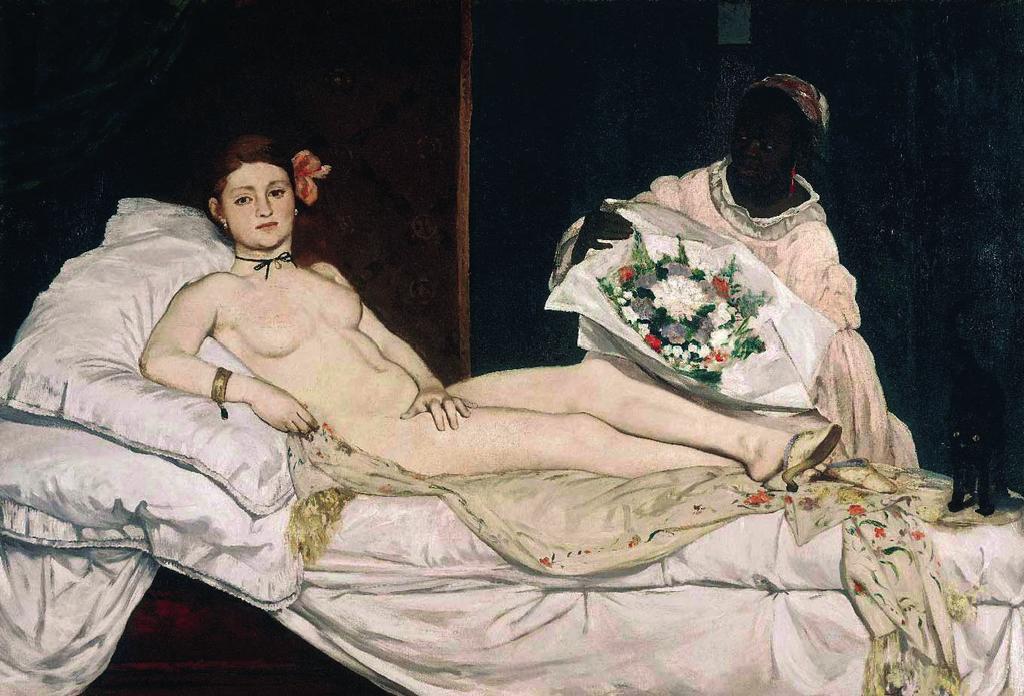 idil, 2018, cilt / volume 7, sayı / issue 49 Manet in Olympia sı (Görsel 7) 1865 te Paris Salon sergisinde sergilendiğinde büyük tepki almıştır.