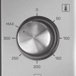 Bringen Sie den Wärmekontrolltaster auf die Position und den Thermostatknopf auf MAX. Stellen Sie den zu grillenden Lebensmitteln entsprechend die Grillzeit ein.