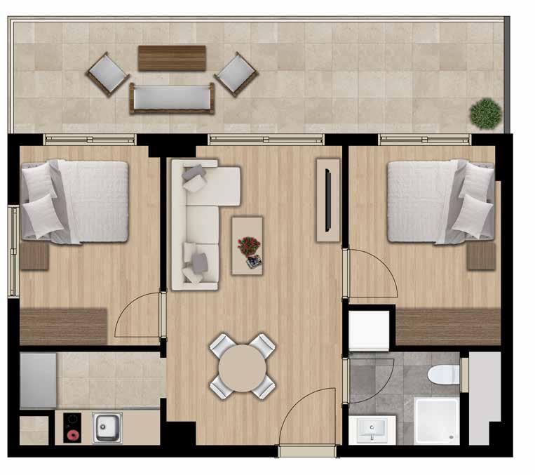 2+1 KAT PLANI NET ALAN BRÜT ALAN 55.59 76.43 m 2 m 2 1 Salon + Mutfak 19.