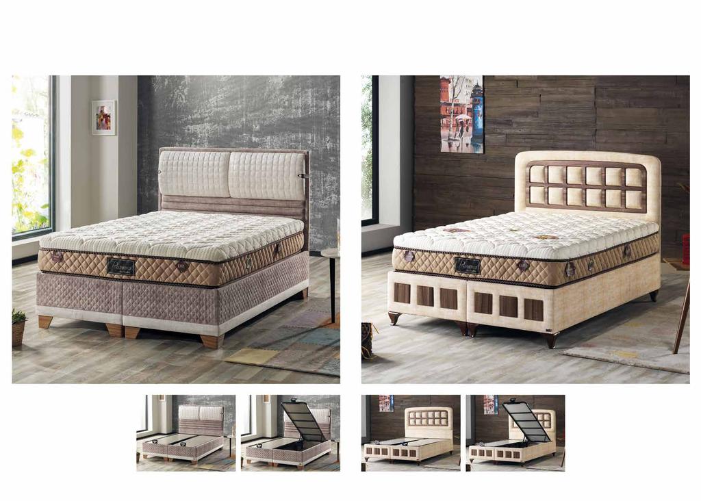 SORENTO Yatak Baza Set Modern ve estetik görünümlü fonksiyonel bir tasarım. Yatak başındaki yastıklar, kitap okurken veya film izlerken sırtınızı destekler.