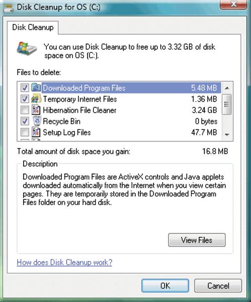 Yardımcı Programlar Disk temizleme aracı, gereksiz dosyaları bulur ve kaldırır.