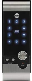YDR4110 Parmak İzli ve Şifreli Dijital Dıştan Takma Kilit Metal ve Ahşap Kapılar için Parmak izli veya şifreli giriş seçeneği Siyah renkli panel 20 adet parmak izi tanımlanabilme 4-12 basamaklı şifre