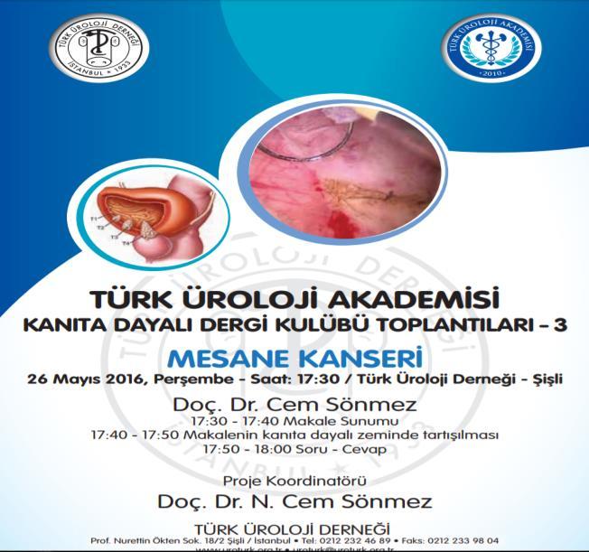 Türk Üroloji Derneği- TÜAK Kanıta Dayalı Dergi Kulübü Toplantıları (n:5) TÜAK KANITA DAYALI DERGİ KLÜBÜ