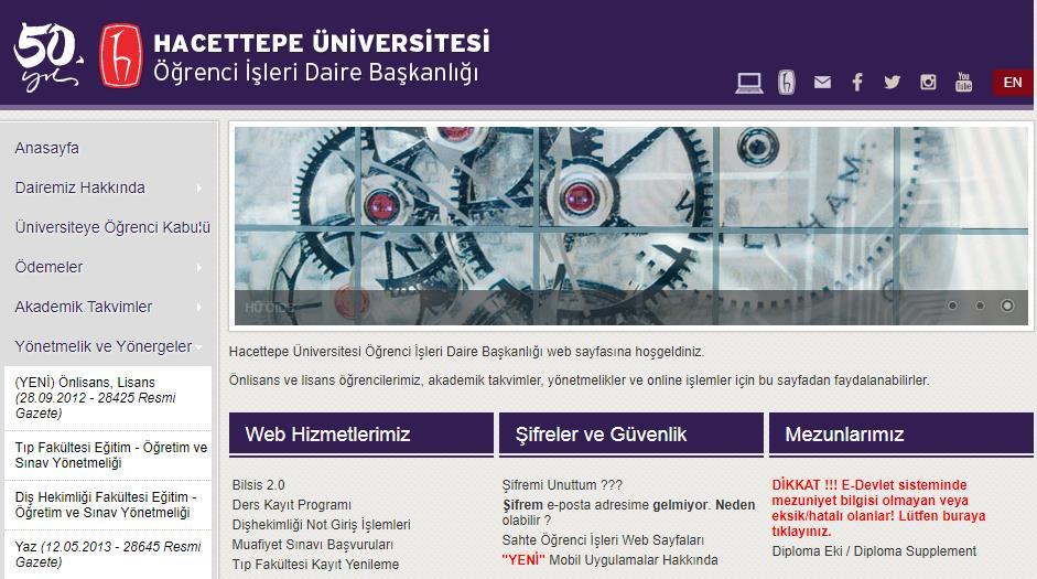 Bölümde Eğitim - Öğretim Bağlı olduğumuz yönetmelik: Hacettepe Üniversitesi Ön