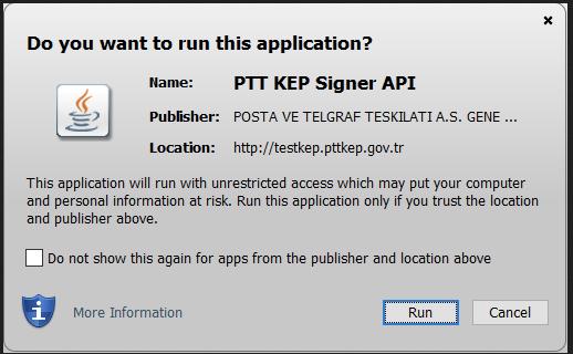 PTT KEP E-İmza uygulamasını çalıştırdığınızda aşağıdaki ekran gelecektir.